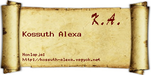 Kossuth Alexa névjegykártya